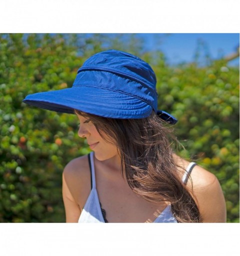 Sun Hats Hats for Women UPF 50+ UV Sun Protective Convertible Beach Visor Hat - Dark Blue - C712GYJESW3 $18.06
