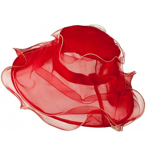 Sun Hats Two Tone Ruffle Accent Organza Hat - Red Champagne - CG11XBRKLPP $56.55