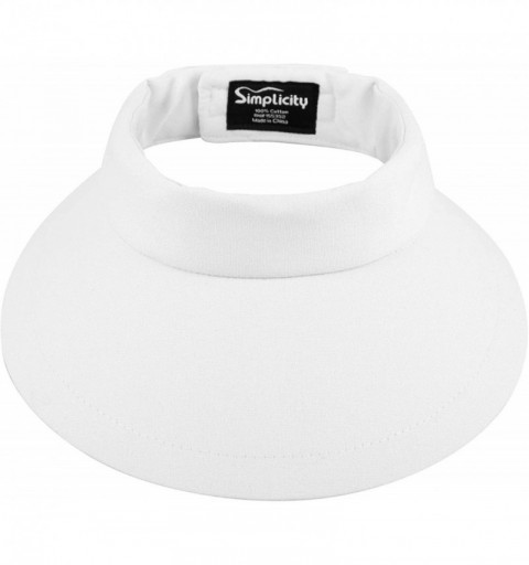 Visors Women's SPF 50+ UV Protection Wide Brim Beach Sun Visor Hat - White Without Bow - CS1927LN30U $19.22