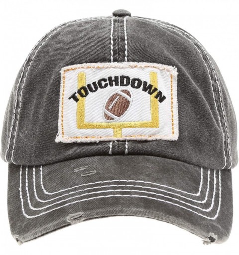Baseball Caps Baseball Distressed Embroidered Adjustable - Touchdown -Black - CH18XZWWRL0 $11.68
