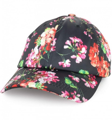 Baseball Caps Women's Floral Print Satin Unstructured Low Profile Baseball Cap - Black - CC186STCGIX $12.17