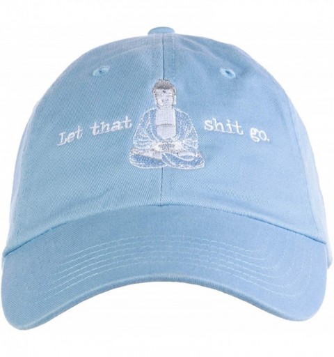 Baseball Caps Let That Sht Go - Funny Zen Buddha Yoga Mindfulness Peace Hippy Women Men Baseball Cap Dad Hat - Blue - CR18XL5...