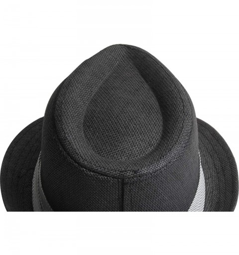Fedoras Fedora Hats for Men & Women Tribly Short Brim Summer Paper - 10 - Black - CZ18W06N4DN $9.20