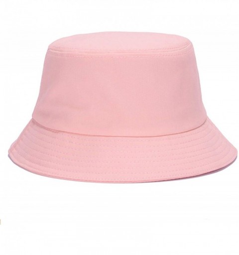 Bucket Hats Unisex 100% Cotton Packable Bucket Hat Sun hat for Men Women - Plain Pink - CA18TRXOL3U $25.90