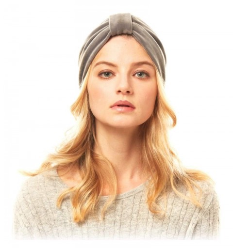 Cold Weather Headbands Women Winter Soft Velvet Knotted Headwrap Headband Turban Style Ear Warmer (Velvet Solid - Grey) - C61...