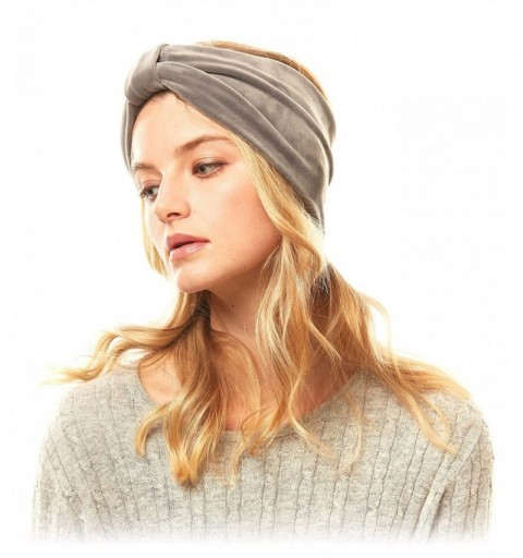 Cold Weather Headbands Women Winter Soft Velvet Knotted Headwrap Headband Turban Style Ear Warmer (Velvet Solid - Grey) - C61...