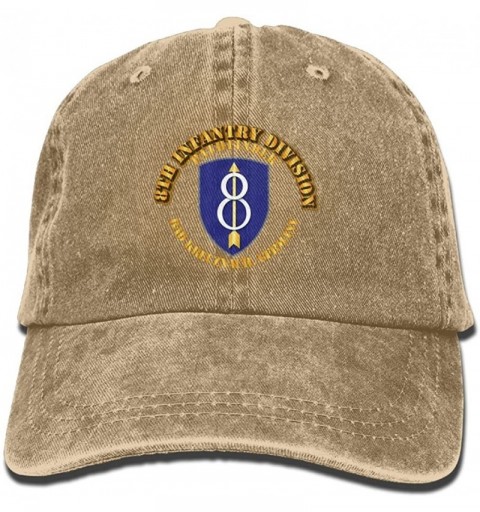 Baseball Caps Mens Cotton Washed Twill Baseball Cap 8th Infantry Division Pathfinder Hat - Natural - C018I77K8DQ $16.42