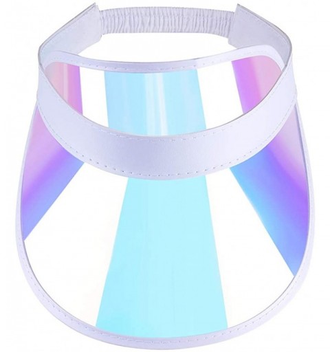 Visors Plastic-Visor-Hat Sun-Protection Iridescent Tennis - Outdoor Sports Cap (White- Adjustable) - CY18OOIW56Y $13.40