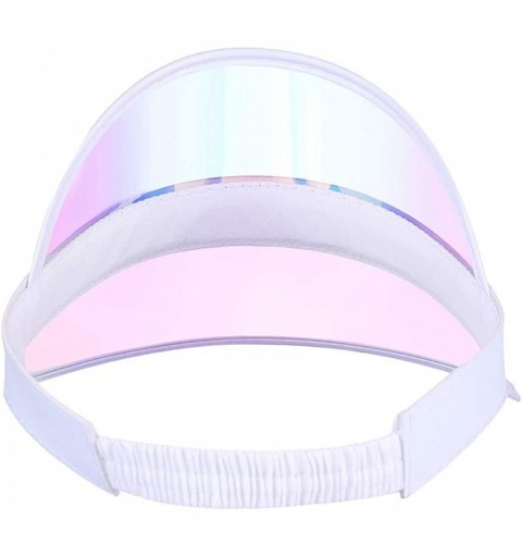 Visors Plastic-Visor-Hat Sun-Protection Iridescent Tennis - Outdoor Sports Cap (White- Adjustable) - CY18OOIW56Y $13.40