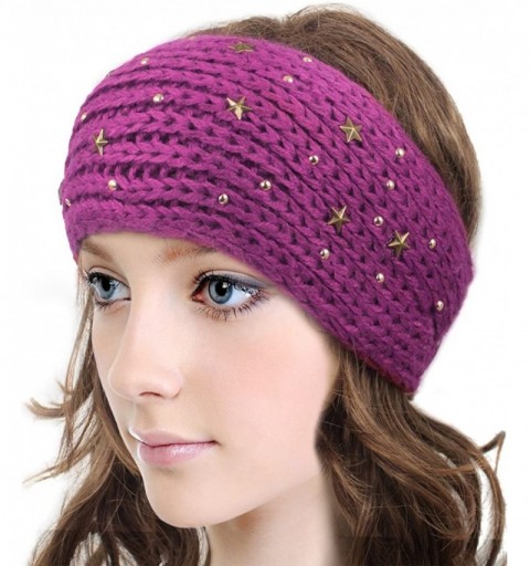 Headbands Women's Winter Knit Headband - Star - Pink - C01207B0D23 $14.99