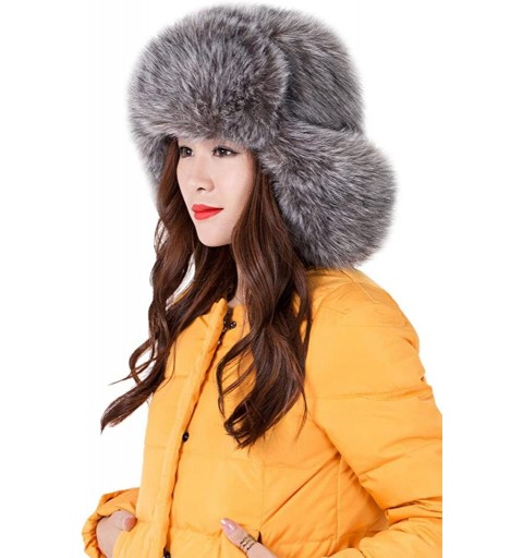 Bomber Hats Women's Russian Cossack Style Faux Fur Winter Ushanka Hat - Dark Grey - CD128S82JUL $30.89