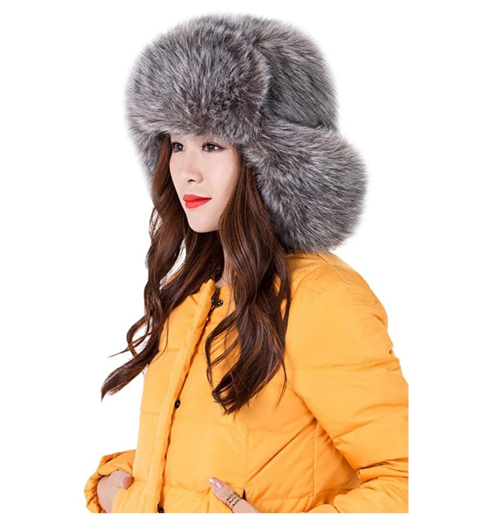 Bomber Hats Women's Russian Cossack Style Faux Fur Winter Ushanka Hat - Dark Grey - CD128S82JUL $30.89