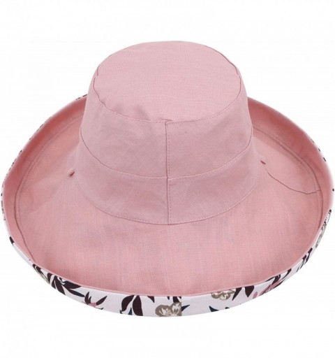 Sun Hats Sun Hat for Women UPF50+ Summer Beach Hat Wide Brim Foldable Bucket Hat - Pink/Leaf - C218RU8Z39X $12.39