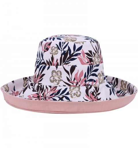 Sun Hats Sun Hat for Women UPF50+ Summer Beach Hat Wide Brim Foldable Bucket Hat - Pink/Leaf - C218RU8Z39X $12.39