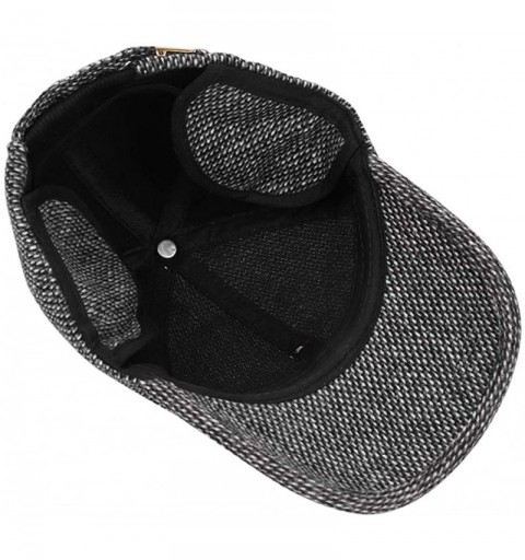 Newsboy Caps Men's Fall Winter Hat Cap with Fold Earmuffs WarmerWarm Wool Woolen Tweed Peaked Baseball Cap Hat - Grey - C118K...