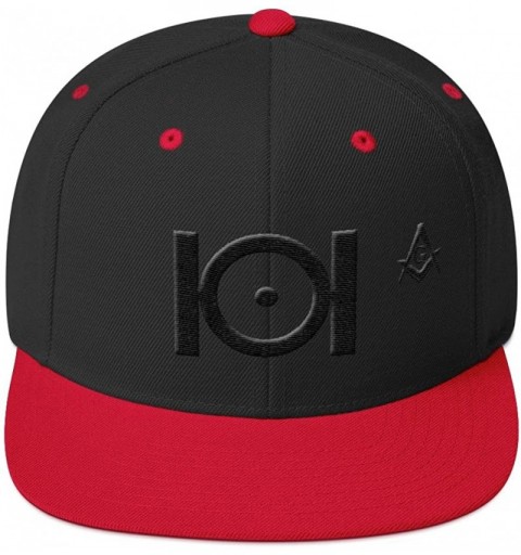 Baseball Caps Masonic Snapback Hat 3D Puff Embroidery Black Thread - Black/ Red - CT18D2H9NUR $36.96