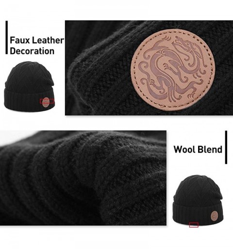 Skullies & Beanies Mens Wool/Acrylic Knitted Slouchy Beanie Winter Hats Warm Fashion Skull Cap - 89208blue - CC193E06TCE $16.79