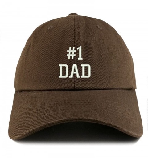 Baseball Caps Number 1 Dad Embroidered Low Profile Soft Cotton Dad Hat Cap - Brown - CC18D59SLDA $22.09