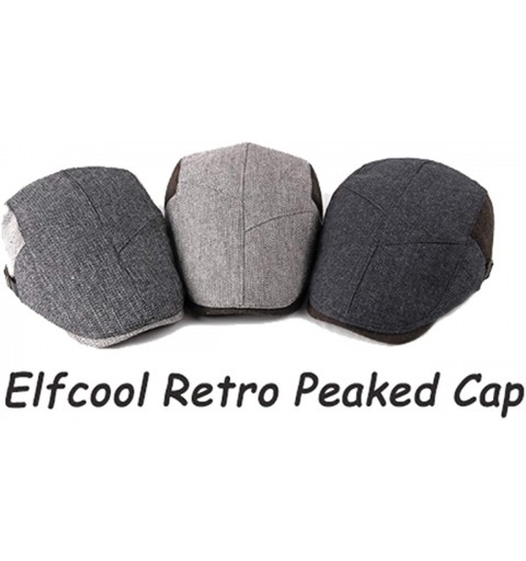 Newsboy Caps Men's Retro Peaked Cap Tweed Wool Newsboy Cabbie Caps Adjustable Beret - Coffee - CI192564A4W $15.04