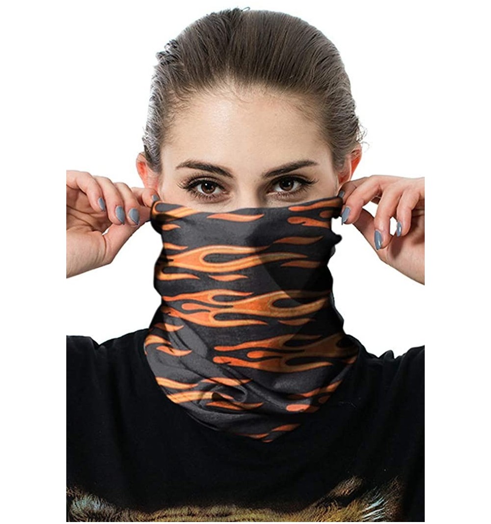 Balaclavas Unisex Multifunctional Seamless Bandana Face Mask Neck Gaiter Headwear Tube Mask Scarf - Fire - CY197SS236U $8.29
