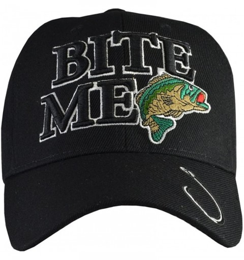 Baseball Caps Outdoors Fishing Hats (20+ Styles) Bite Me- Bass- Trout - Bite Me Black - CL18S93QMRK $13.22
