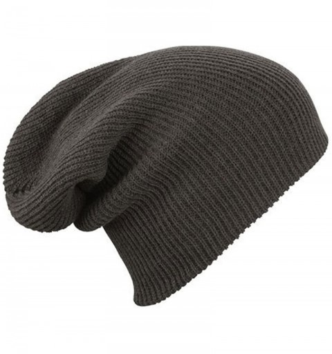 Skullies & Beanies Mens/Woman Knitted Woolly Winter Slouch Beanie Hat - Dark Grey - C112HP9CUNP $8.21