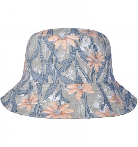 Bucket Hats Fashion Print Bucket Hat Summer Fisherman Cap for Women Men - Orange Flowers - C118UEMWLCO $28.04