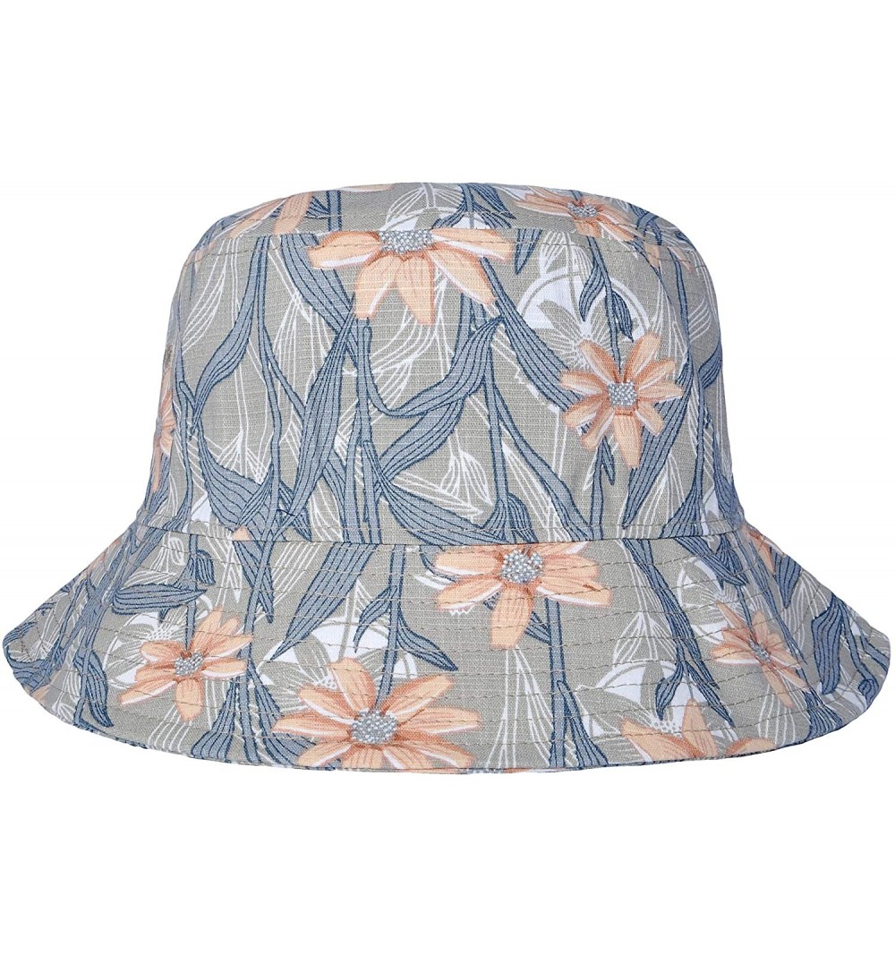 Bucket Hats Fashion Print Bucket Hat Summer Fisherman Cap for Women Men - Orange Flowers - C118UEMWLCO $13.37