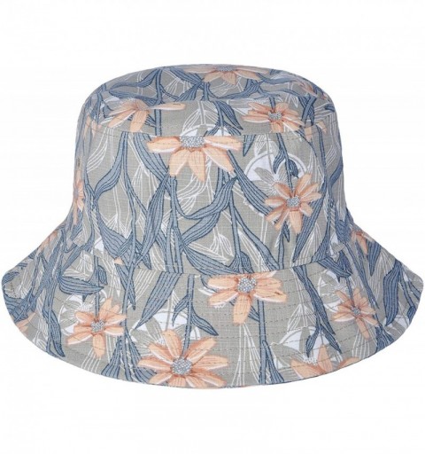Bucket Hats Fashion Print Bucket Hat Summer Fisherman Cap for Women Men - Orange Flowers - C118UEMWLCO $13.37