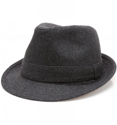 Fedoras Men's Wool Blend Short Brim Fedora Hat with Band - Charcoal - CE184ELNLTT $21.71