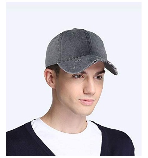 Baseball Caps Unisex Classic Plain Baseball Cap Adjustable Unstructured 6 Panel Dad Hats - A-chic Ripped-grey New-m/L - C518E...