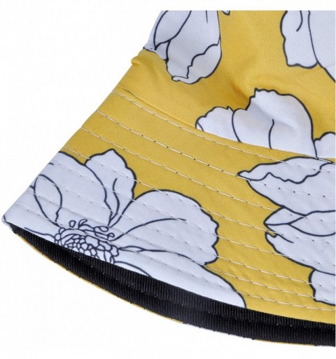 Bucket Hats Fashion Print Bucket Hat Summer Fisherman Cap for Women Men - Big Flower Yellow - CQ193I3H8KD $11.68