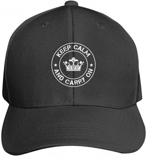 Baseball Caps Unisex Baseball Cap Keep Calm and Carry On Trucker Cap Relaxed Fit with Adjustable Strap Dad Hat - Black - CW18...