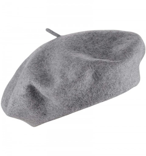 Berets French Style Lightweight Casual Classic Solid Color Wool Beret - Ash Gray - CL18OTDAS75 $11.97