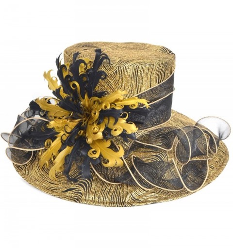 Sun Hats Ladies's Kentucky Derby Church Wedding Luxury Dress Hat - Gold - C912N19XHKB $21.67