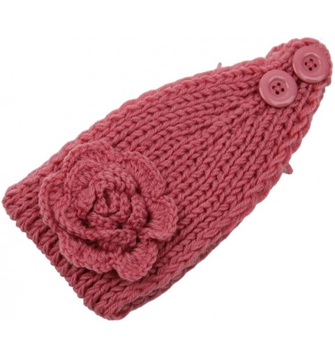 Skullies & Beanies Women's Fashion Crochet Flowers Headband Knitted Hat Cap Headwrap Bands - Pink - CU187ILZMSH $22.96