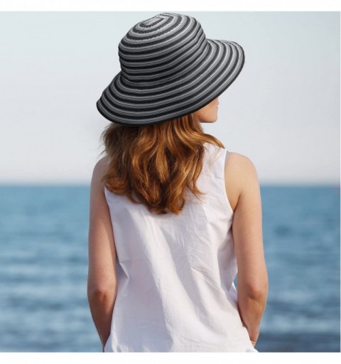 Sun Hats Women Summer Hat Packable Striped Floppy Wide Brim Beach Sun Protection Gardening Travel Hats - Black - CC18CS0UYTM ...