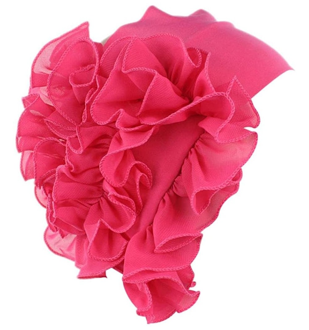 Skullies & Beanies Women Flower Cancer Chemo Hat Beanie Scarf Turban Head Wrap Cap Headband - Hot Pink - CO187WGSWNM $7.78
