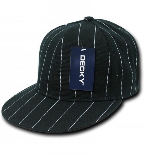 Baseball Caps Pin Striped Fitted Cap - Black - CI11M641L0N $11.38