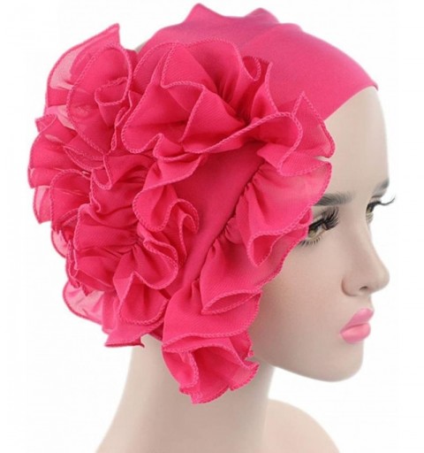 Skullies & Beanies Women Flower Cancer Chemo Hat Beanie Scarf Turban Head Wrap Cap Headband - Hot Pink - CO187WGSWNM $7.78