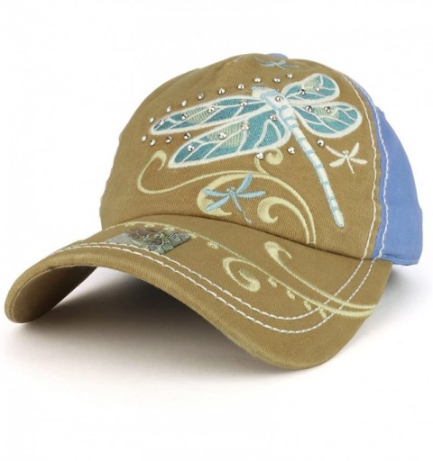 Baseball Caps Dragonfly Embroidered Stitch Multi Color Baseball Cap - Carolina Blue Khaki - CN1898N6C35 $21.56