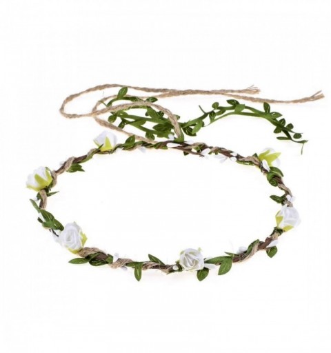 Headbands Flower Crown Floral Wreath Headband Floral Garland Headbands for Party (green leaf/white) - green leaf/white - C018...