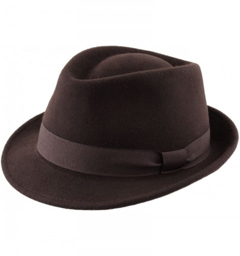Fedoras Classic Trilby Pliable Wool Felt Trilby Hat Packable Water Repellent - Marron - CW12NZ6Z9VG $78.53