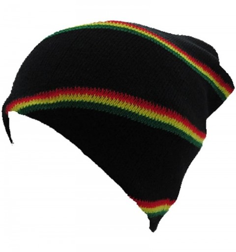 Skullies & Beanies Jamaica Reggae Rasta Slouchy Stripe Baggie Skull Cap - Prh70-black - CJ17YSUEKG9 $11.59