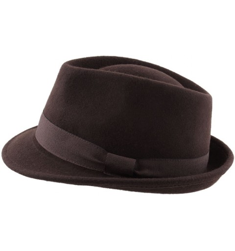 Fedoras Classic Trilby Pliable Wool Felt Trilby Hat Packable Water Repellent - Marron - CW12NZ6Z9VG $46.92