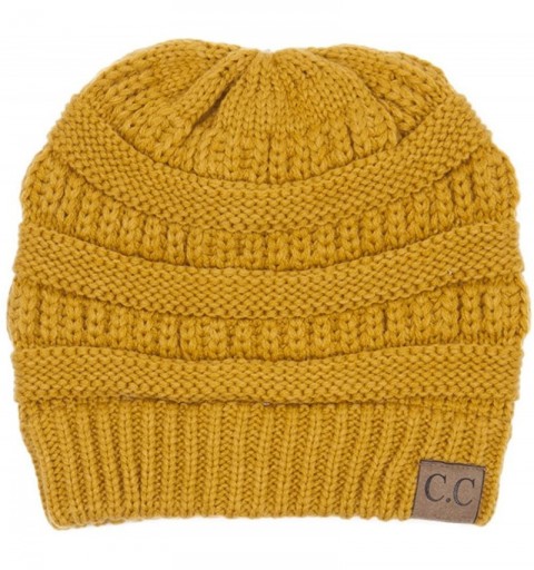 Skullies & Beanies Warm Soft Cable Knit Skull Cap Slouchy Beanie Winter Hat (Mustard) - CH12MWWES7W $20.20