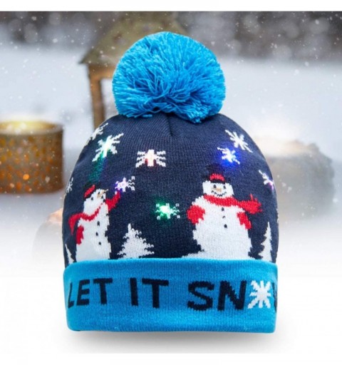 Skullies & Beanies Unisex Ugly Light Up Christmas Knit Beanie Hats 6 Colorful Led Family Xmas Party Holiday Caps - Christmas ...