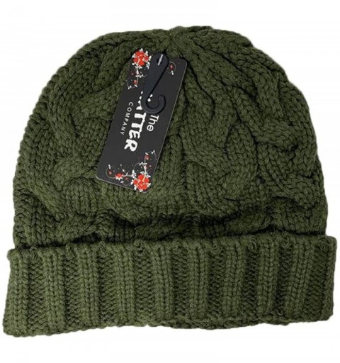 Skullies & Beanies Trendy Warm Soft Stretch Cable Knit Beanie - Olive - CT18MD4G8I2 $14.57