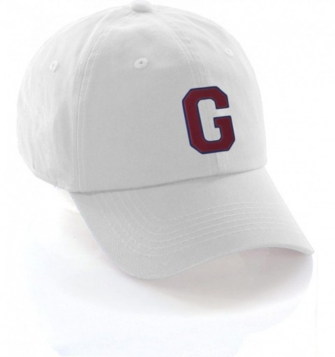 Baseball Caps Customized Letter Intial Baseball Hat A to Z Team Colors- White Cap Blue Red - Letter G - CG18ET4D520 $13.40