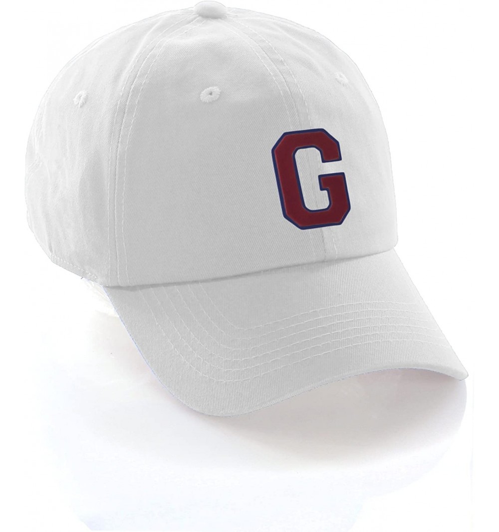 Baseball Caps Customized Letter Intial Baseball Hat A to Z Team Colors- White Cap Blue Red - Letter G - CG18ET4D520 $13.40